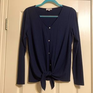 Loft tie-front ribbed top